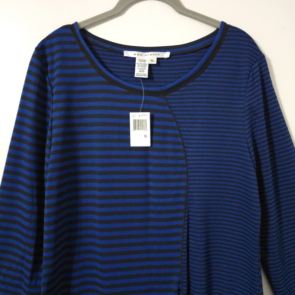 MAX STUDIO Nwt 3/4 Sleeve Royal Striped Pieced Bodycon Knee Length Dress, XL - Picture 4 of 14